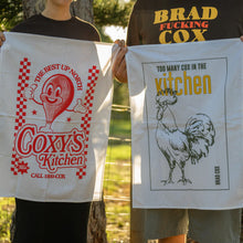 Load image into Gallery viewer, Too Many Cox In The Kitchen Tea Towel
