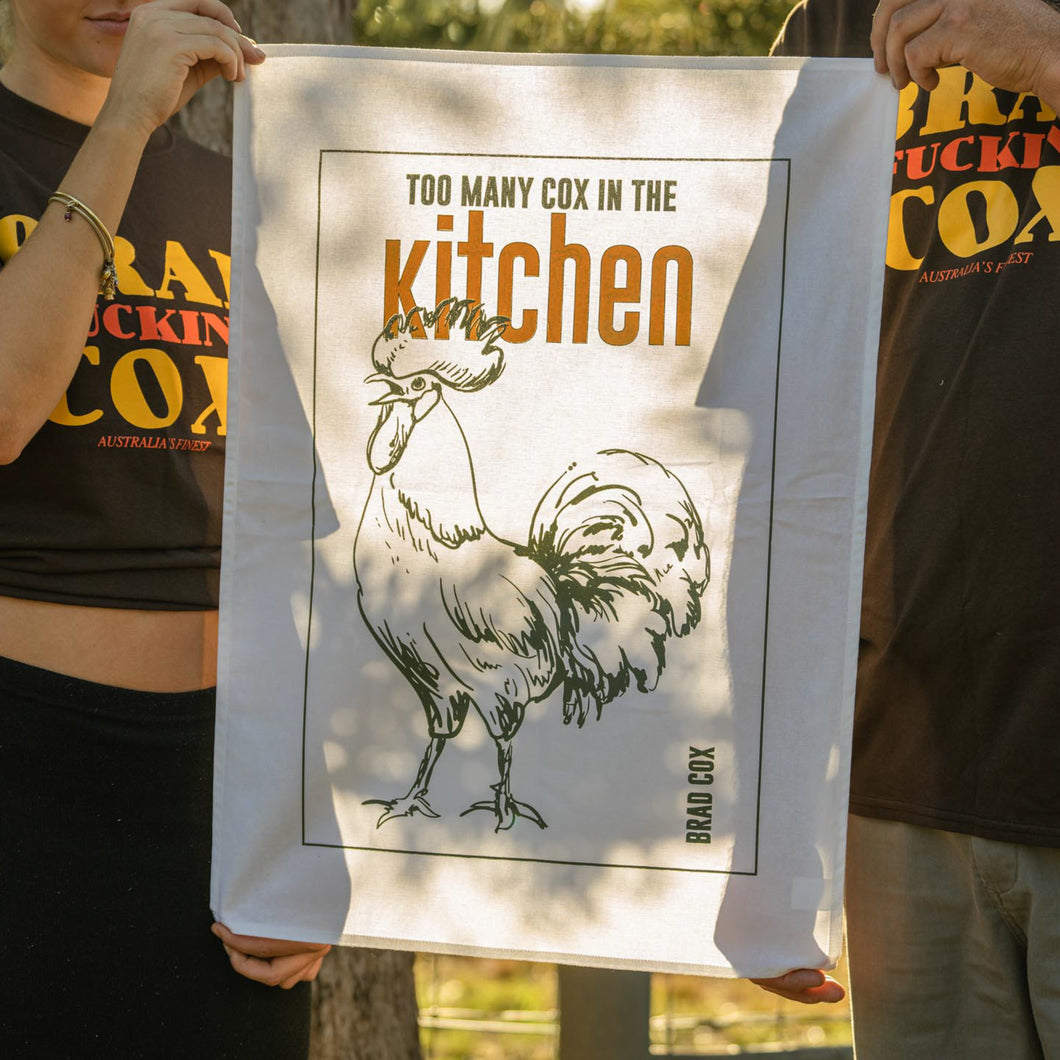 Too Many Cox In The Kitchen Tea Towel